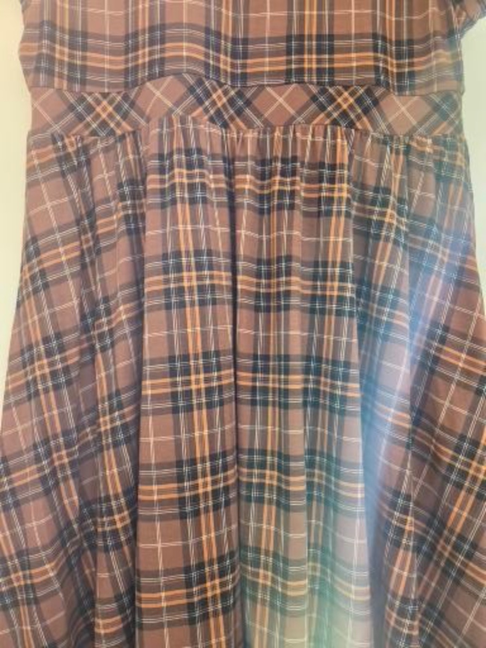 Torrid midi dress size 3X brown/black plaid short sleeves stretch jersey cottage - Picture 5 of 10